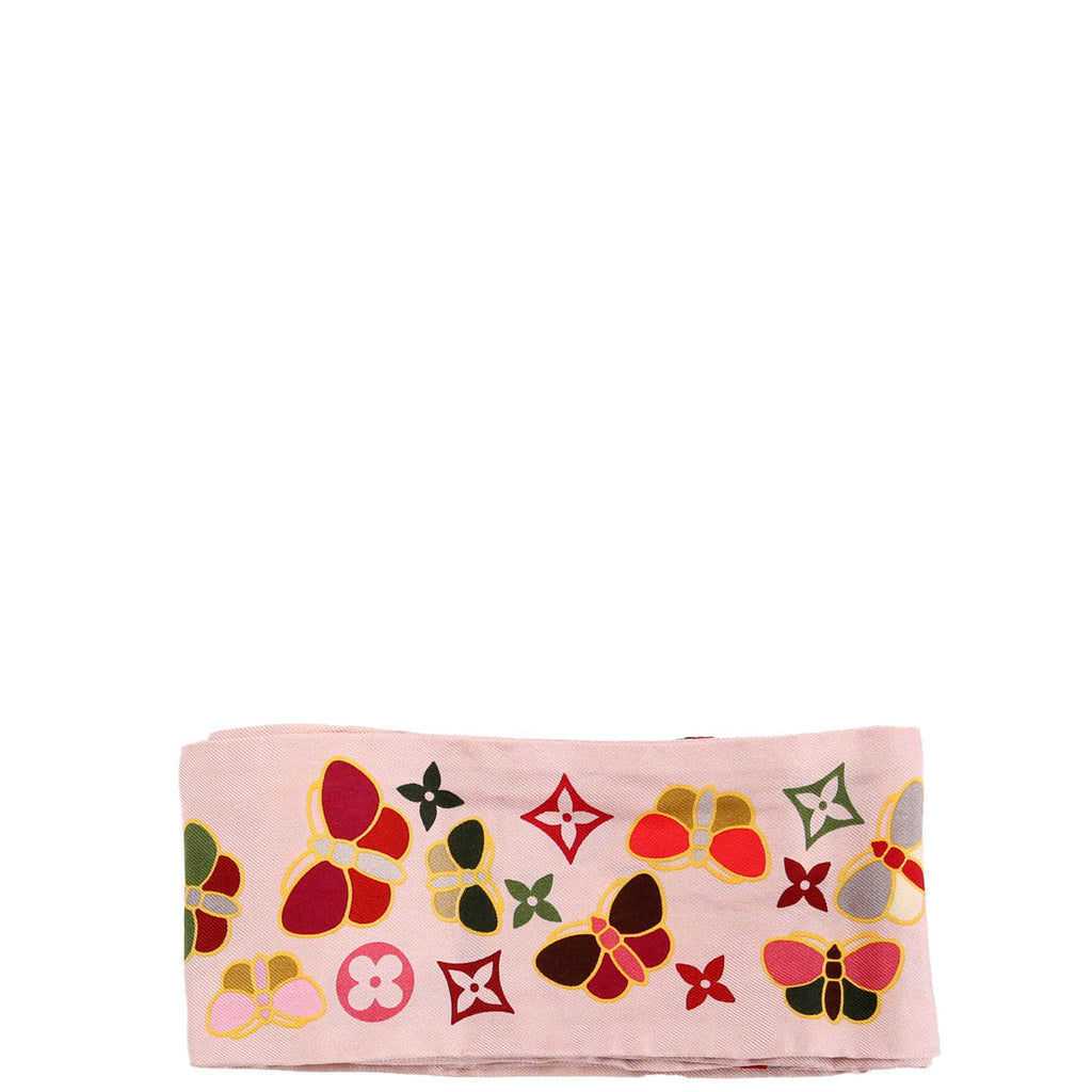 Papillon Butterfly Silk Bandeau Scarf Pink/Multicolor