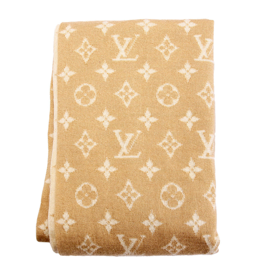 LV Monogram Cashmere/Silk Scarf Tan