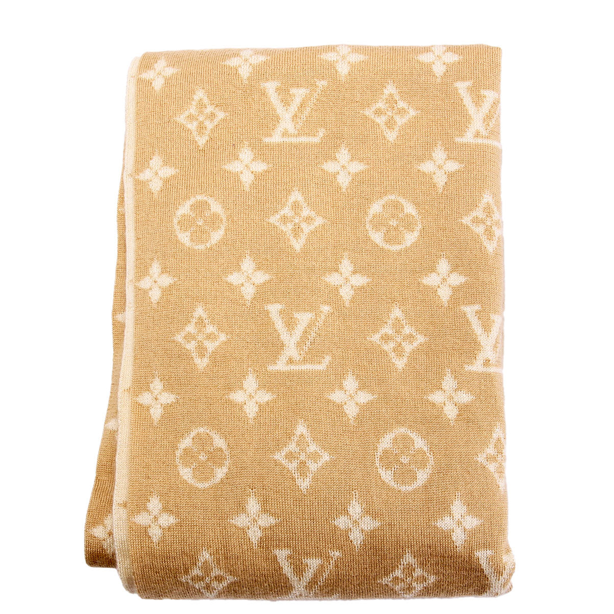 LV Monogram Cashmere/Silk Scarf Tan
