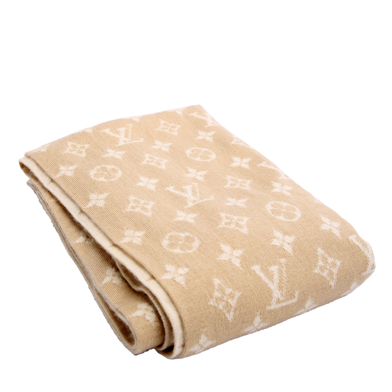 LV Monogram Cashmere/Silk Scarf Tan