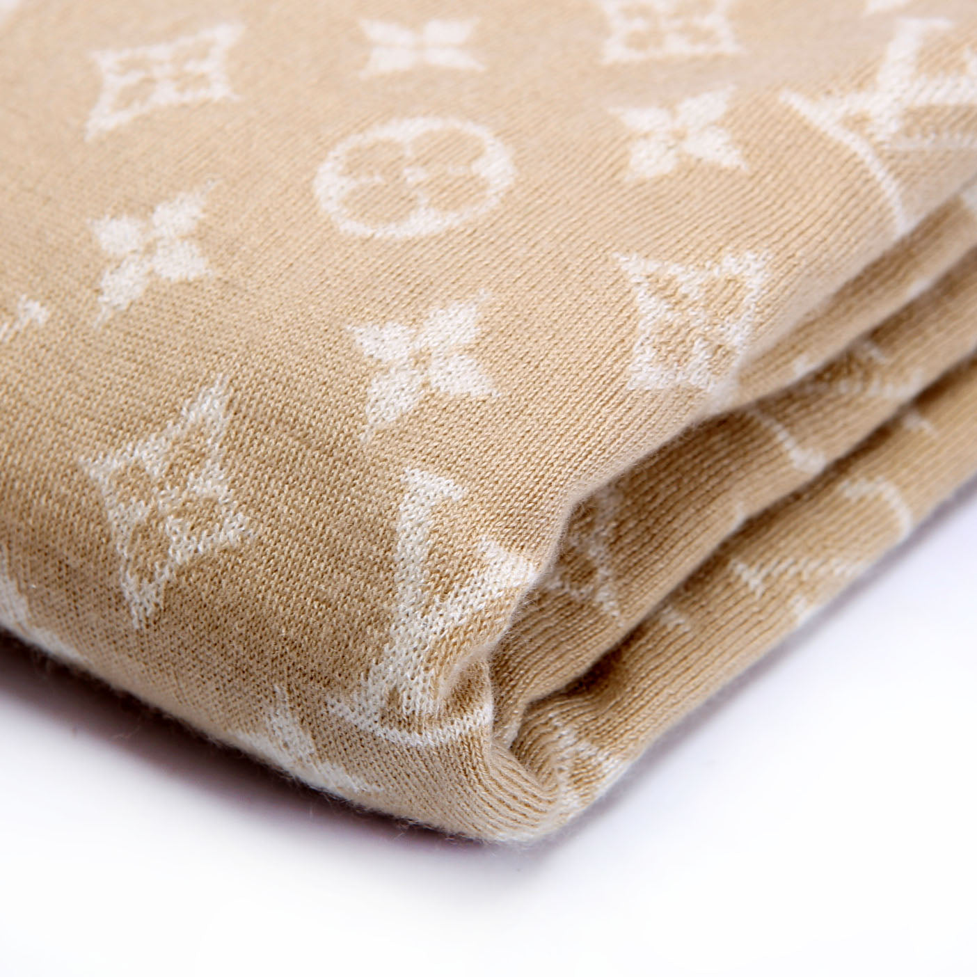 LV Monogram Cashmere/Silk Scarf Tan