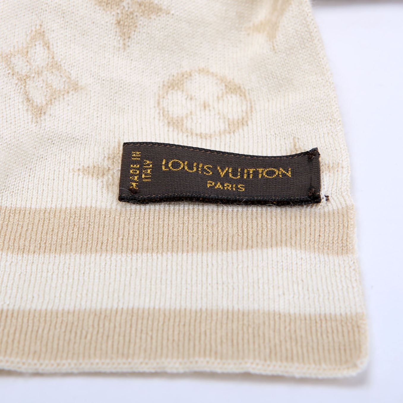 LV Monogram Cashmere/Silk Scarf Tan