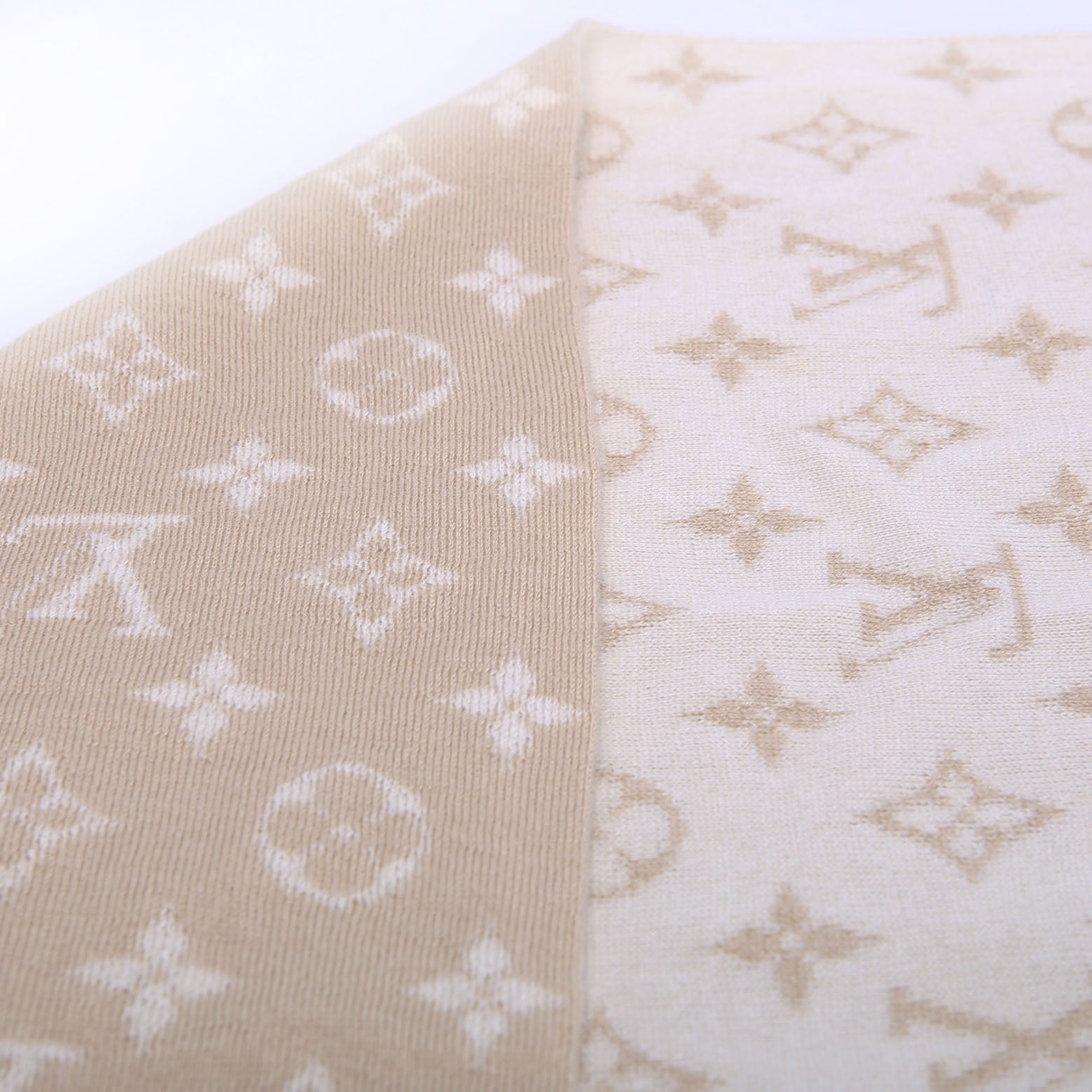 LV Monogram Cashmere/Silk Scarf Tan