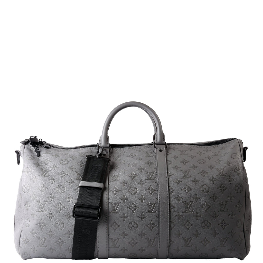 Keepall 50 Shadow Monogram Bandouliere Gray/Black