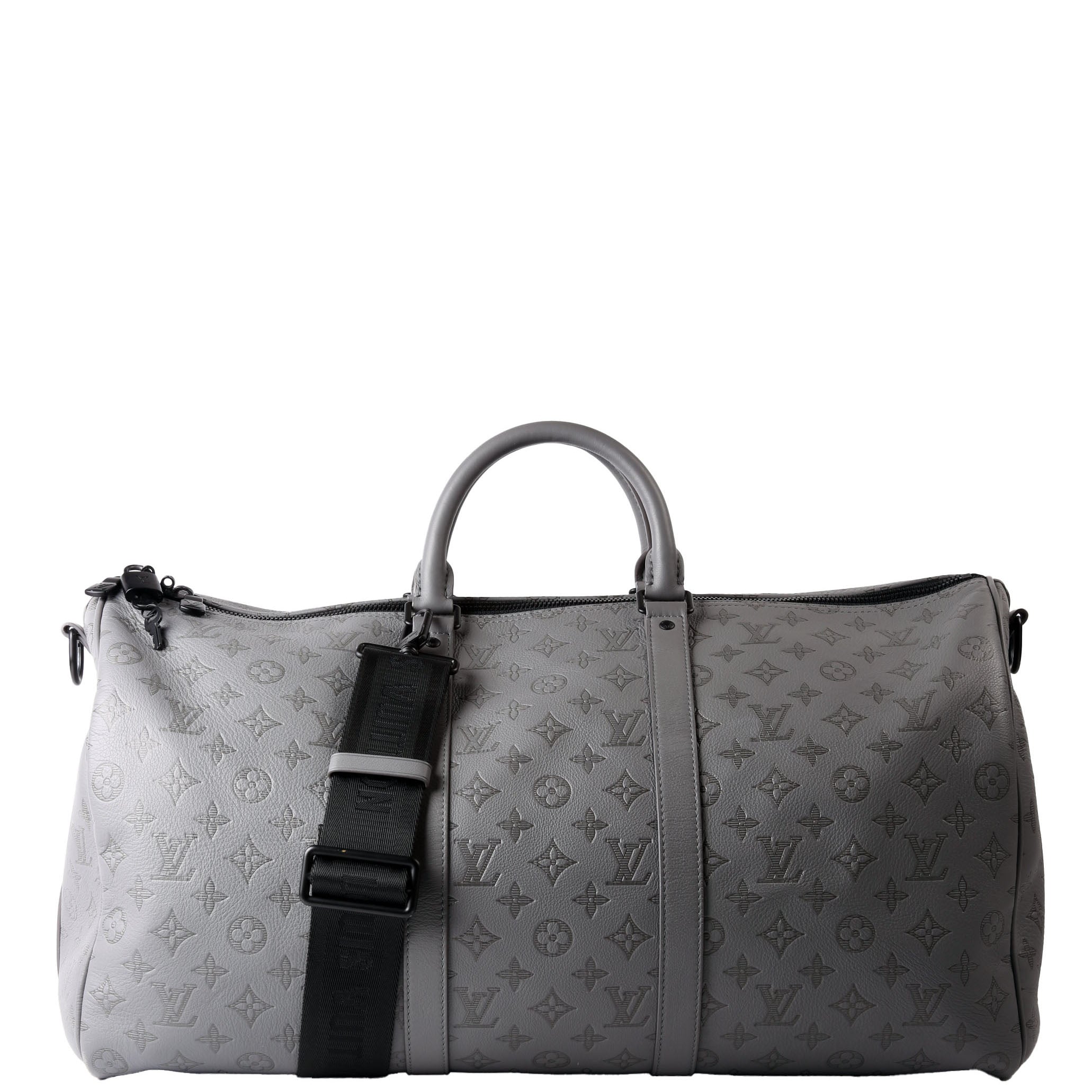 Keepall 50 Shadow Monogram Bandouliere Gray/Black