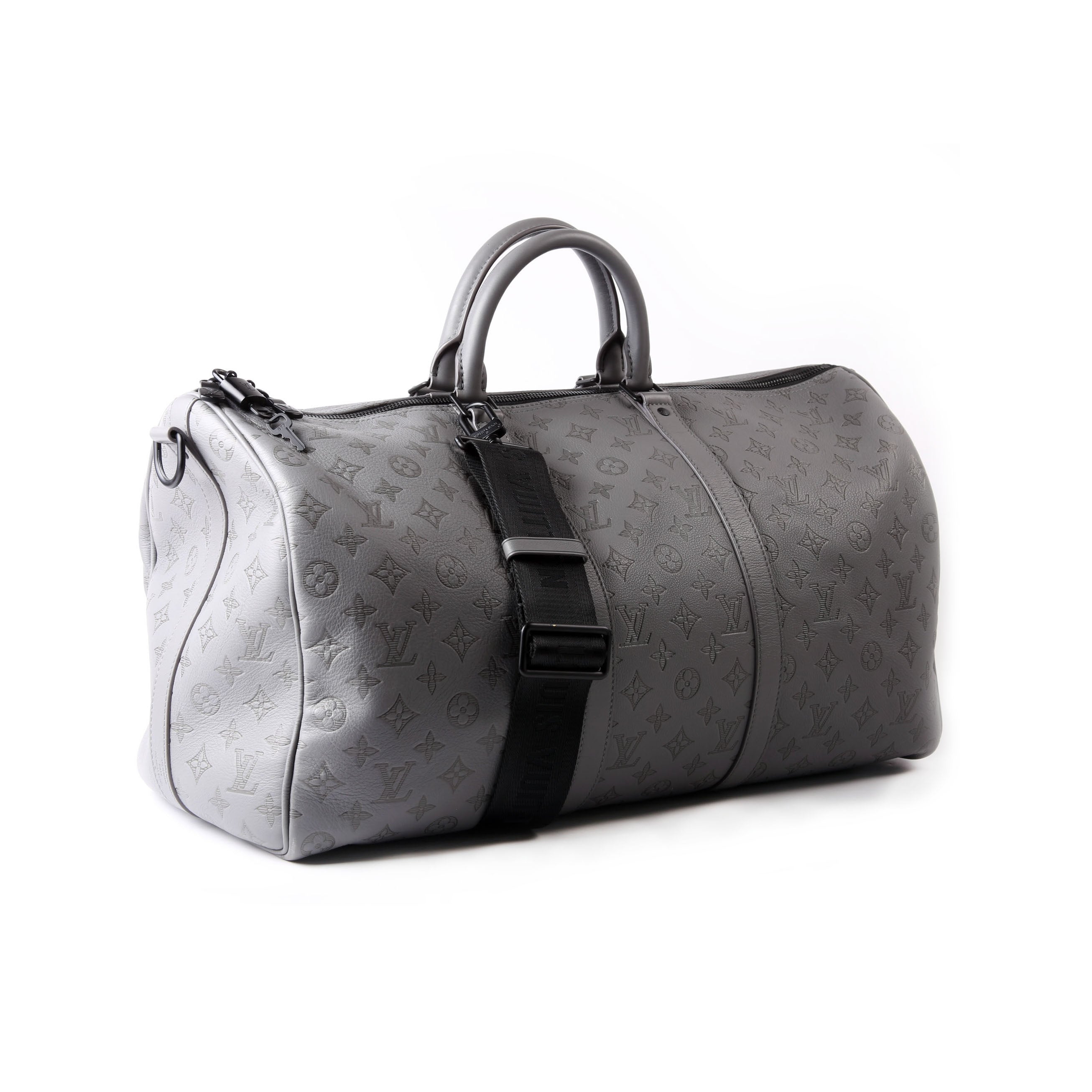Keepall 50 Shadow Monogram Bandouliere Gray/Black