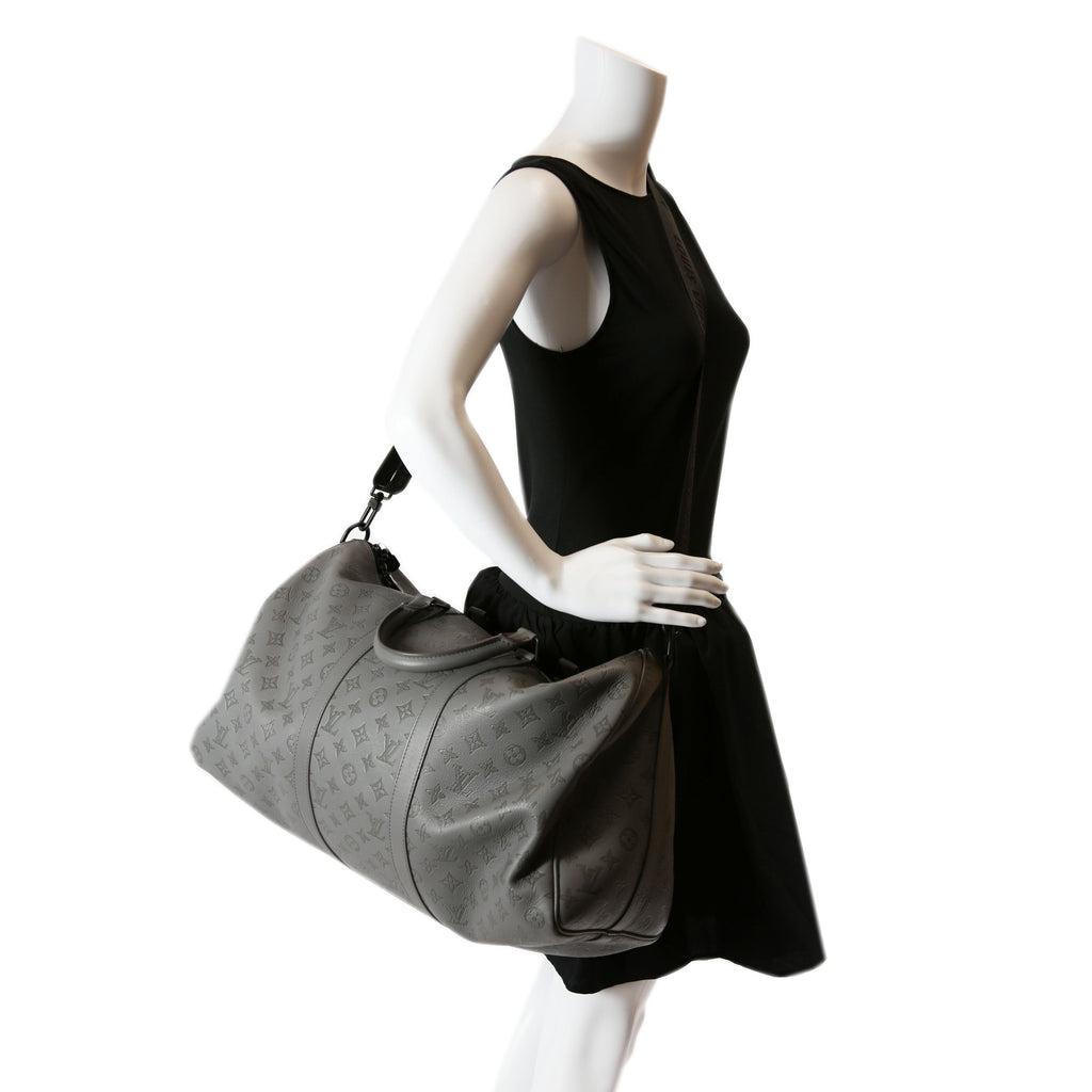 Keepall 50 Shadow Monogram Bandouliere Gray/Black
