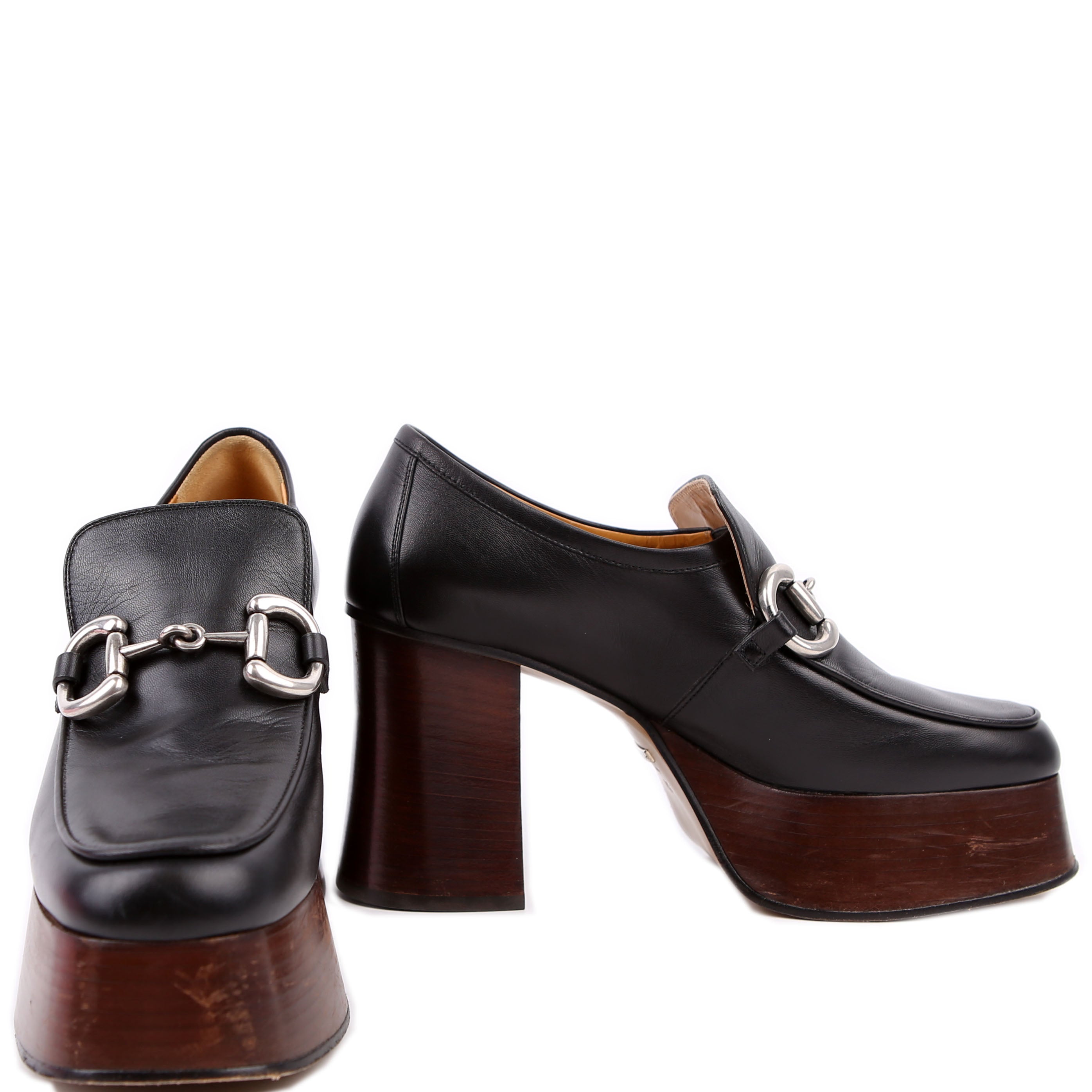 Gucci Horsebit Platform Loafers Size 38.5 Black
