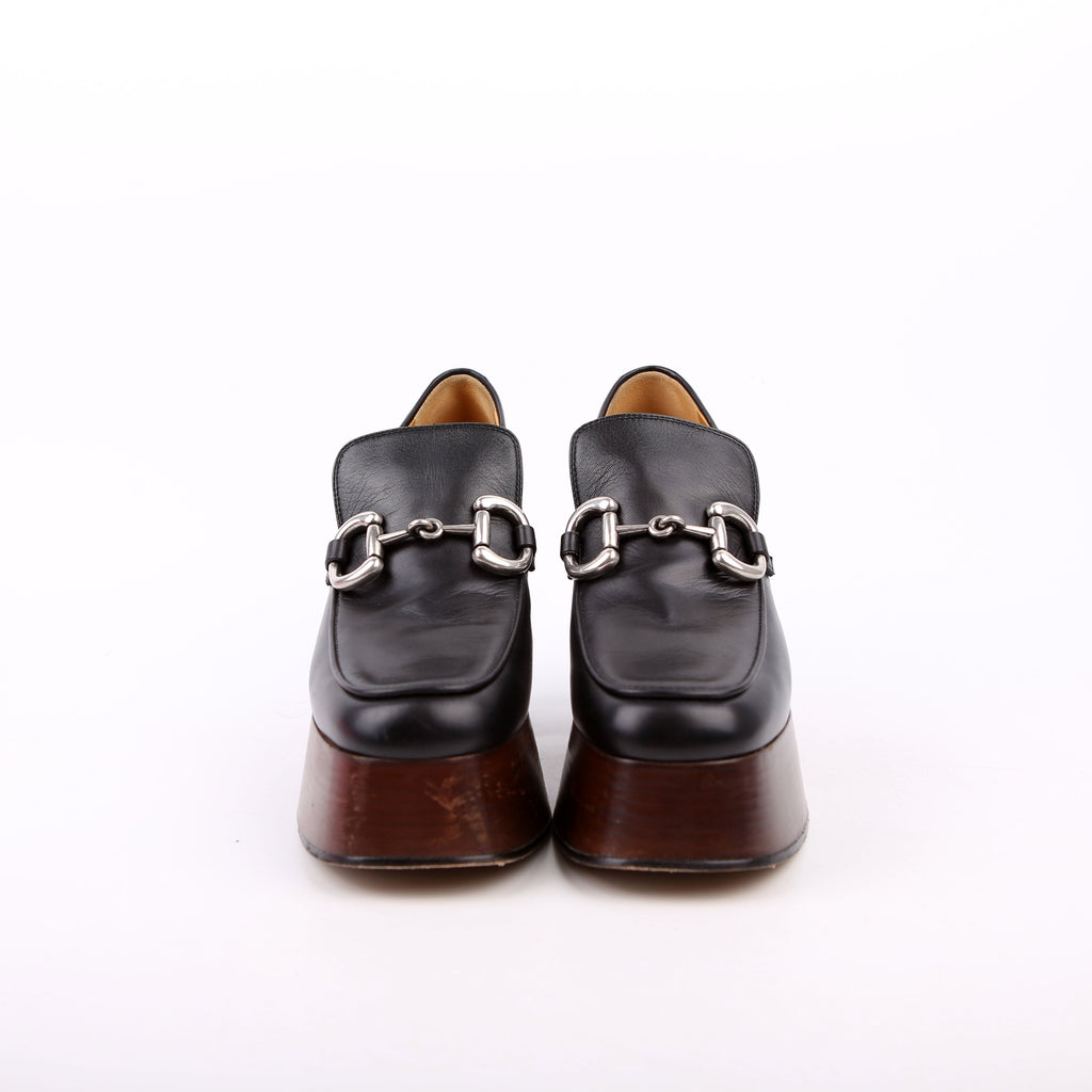Gucci Horsebit Platform Loafers Size 38.5 Black