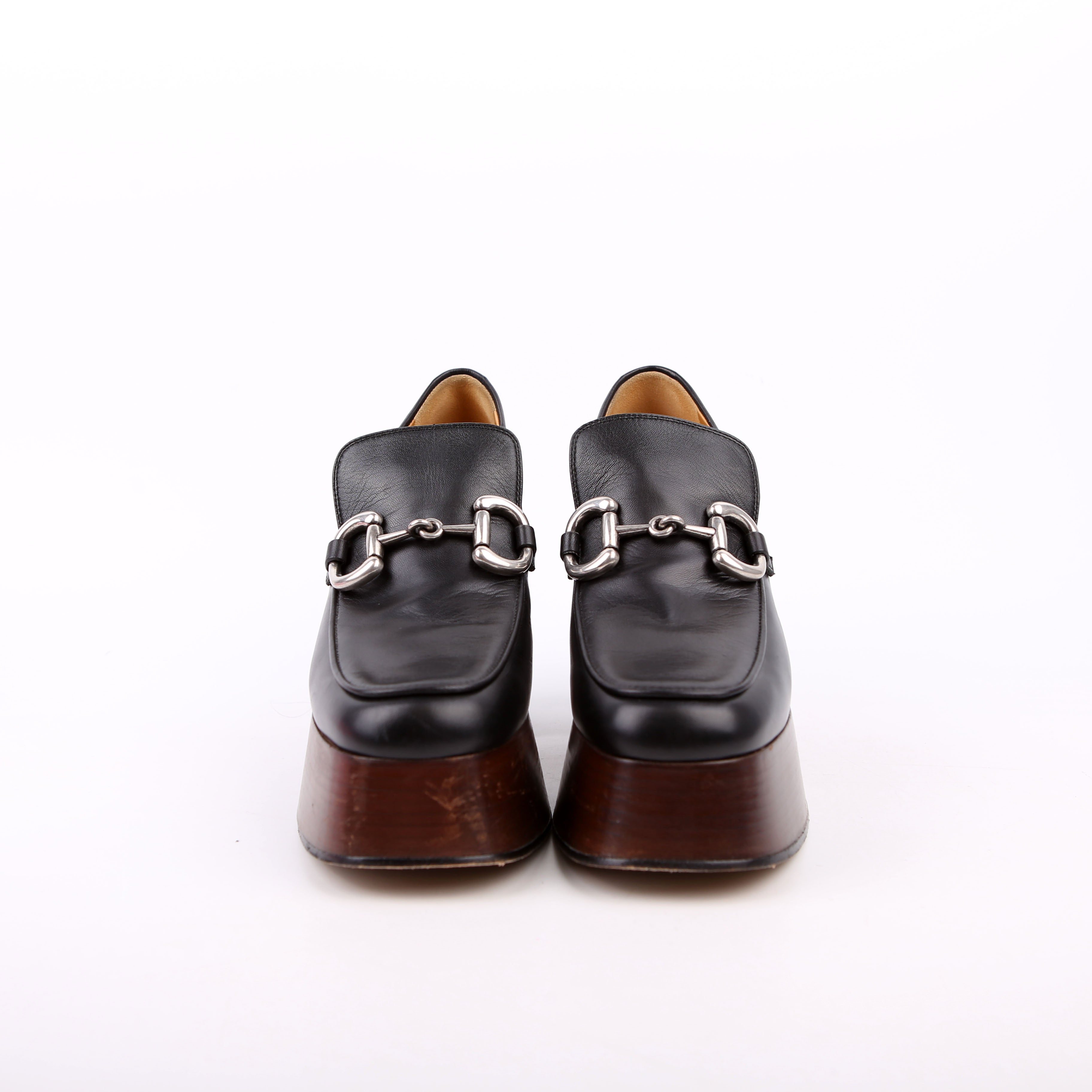 Gucci Horsebit Platform Loafers Size 38.5 Black