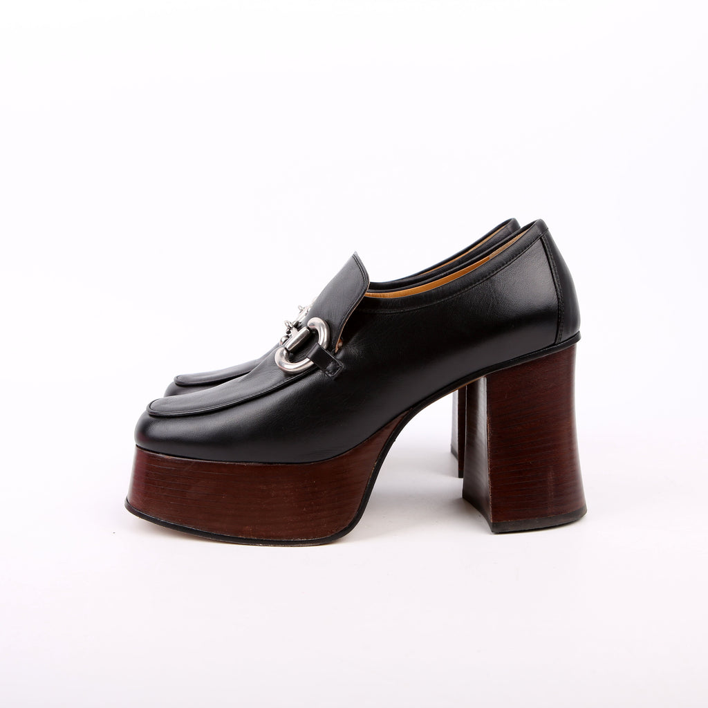 Gucci Horsebit Platform Loafers Size 38.5 Black