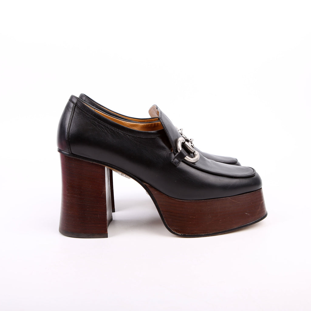 Gucci Horsebit Platform Loafers Size 38.5 Black