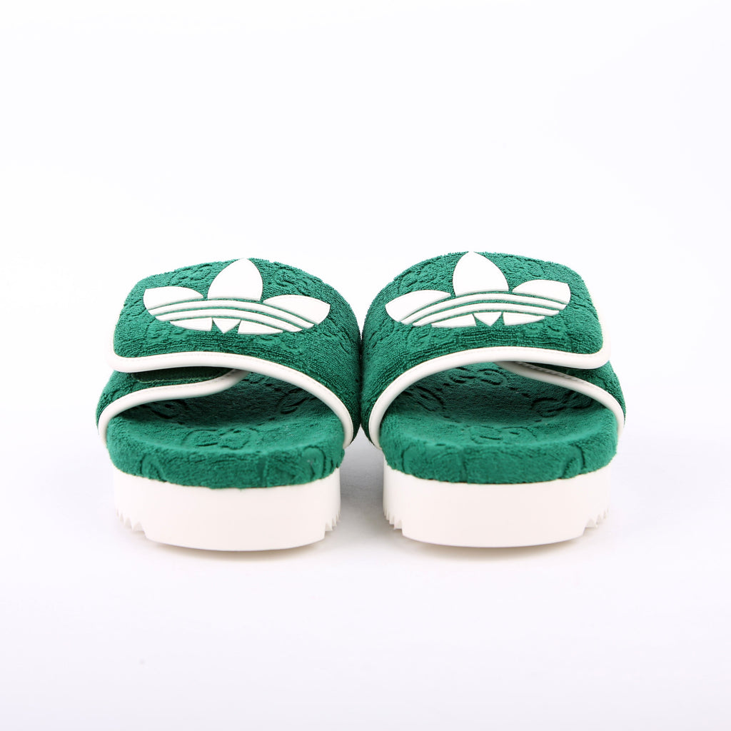 Gucci X Adidas GG Terry Slides Size 38 Green