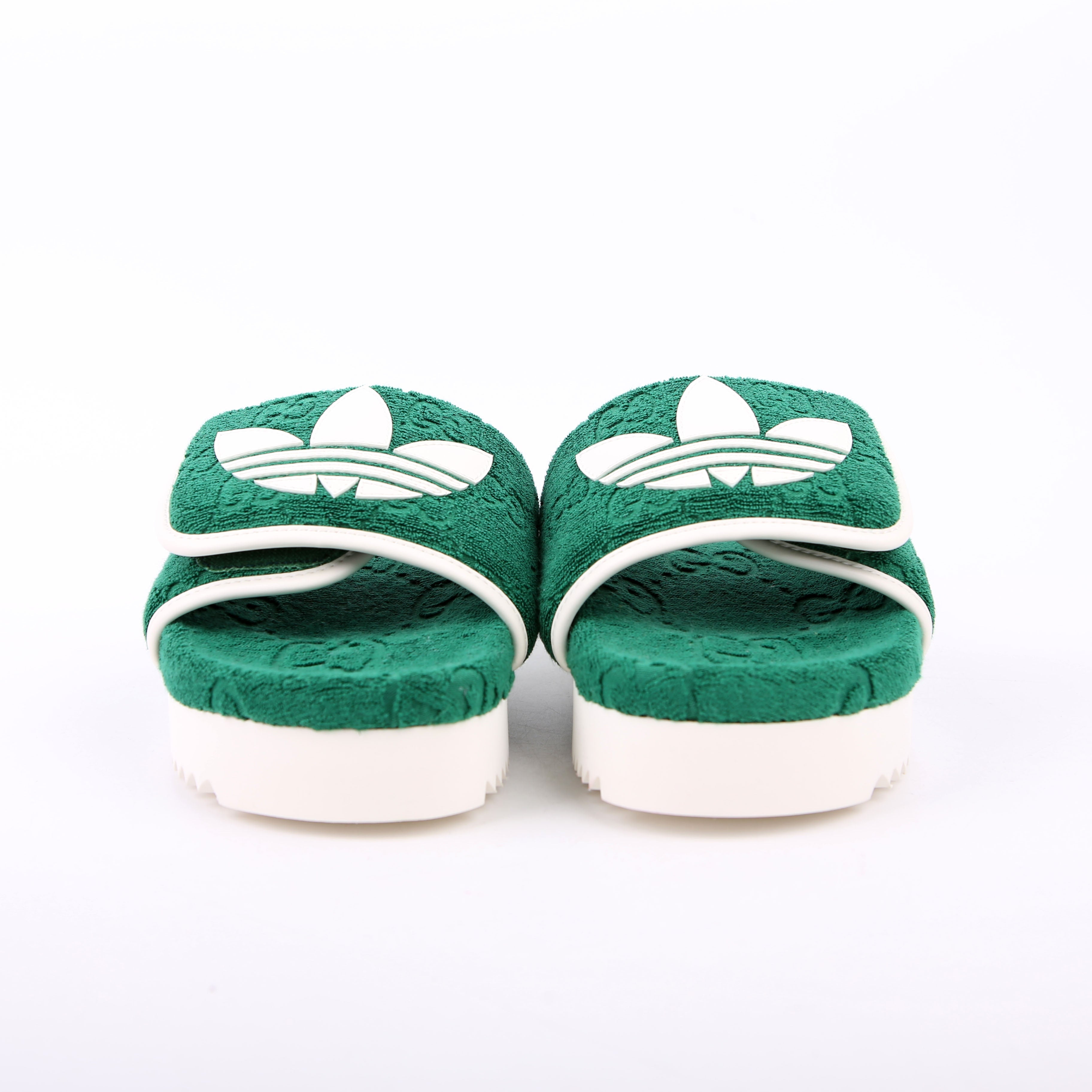Gucci X Adidas GG Terry Slides Size 38 Green