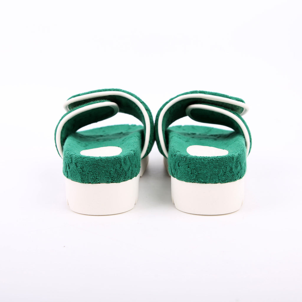 Gucci X Adidas GG Terry Slides Size 38 Green