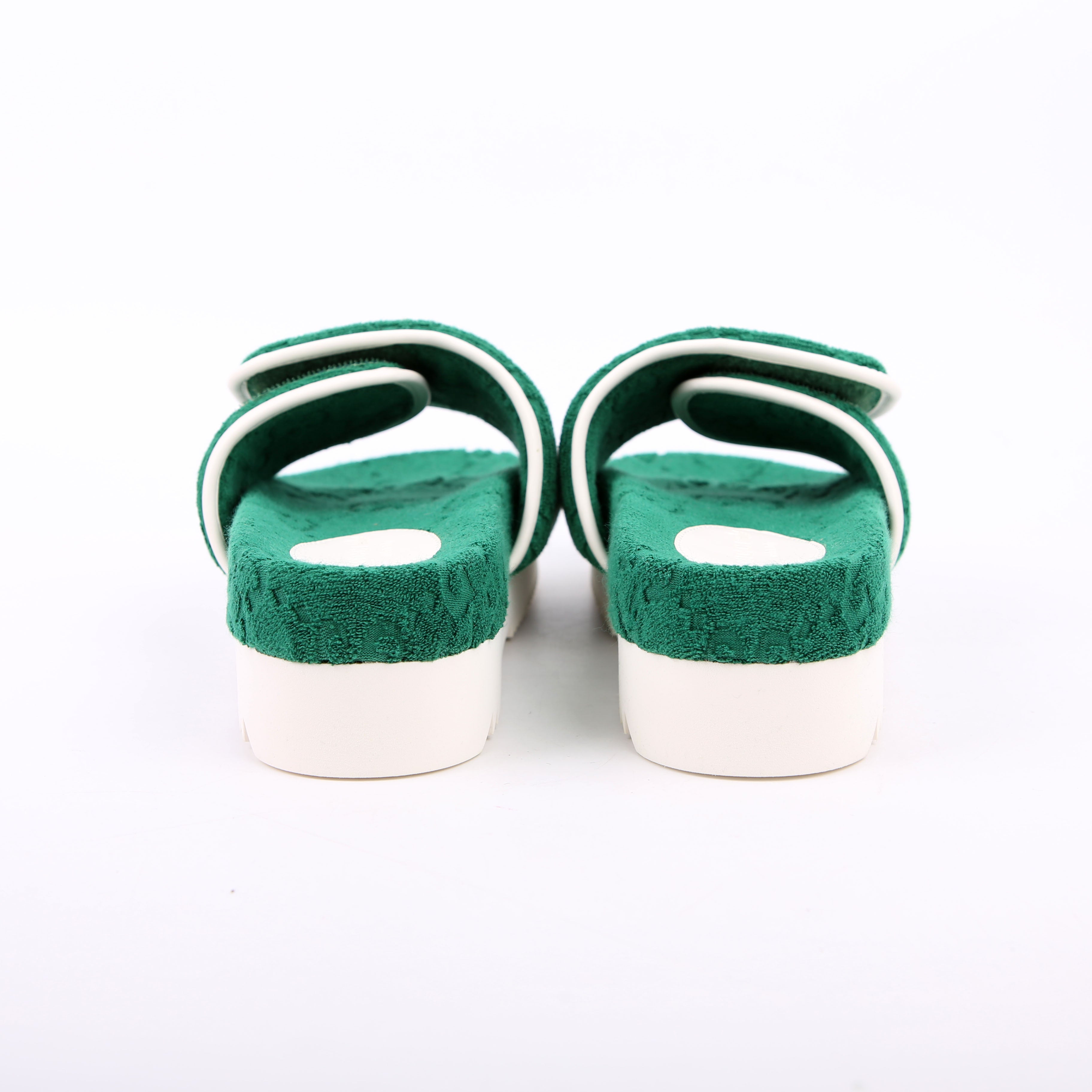 Gucci X Adidas GG Terry Slides Size 38 Green