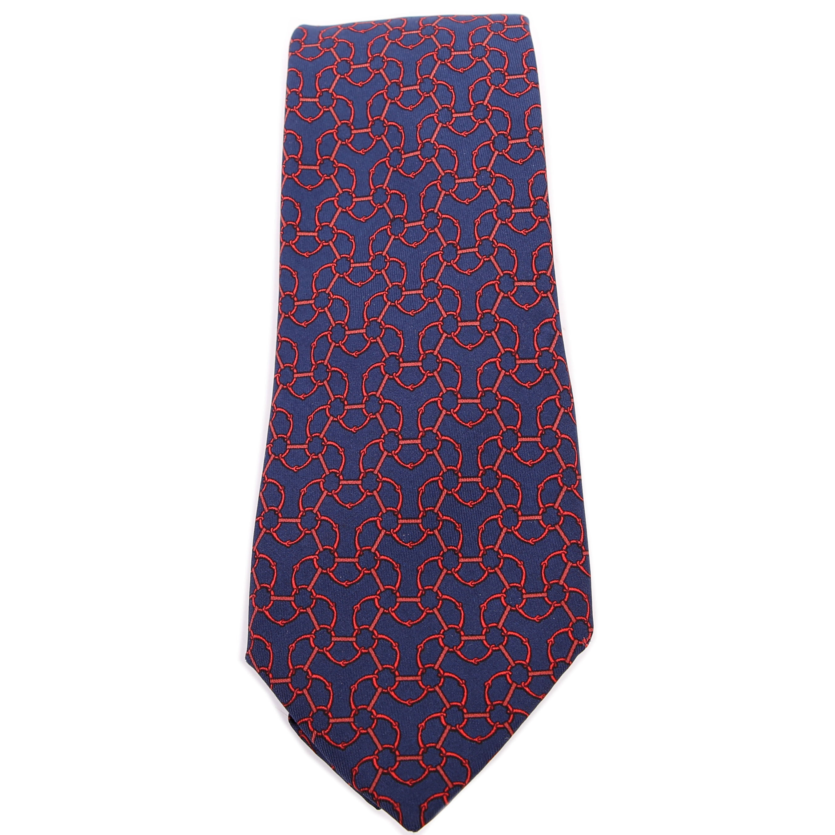 Hermes Printed Silk Tie Blue/Red