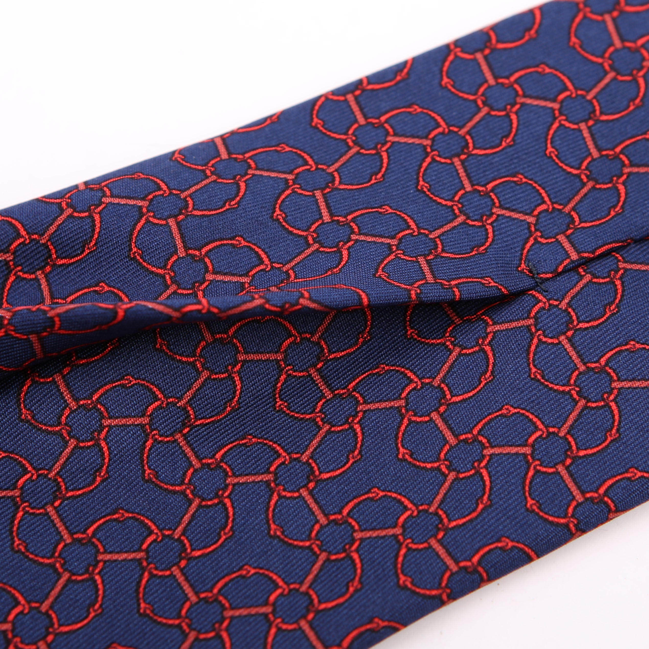 Hermes Printed Silk Tie Blue/Red
