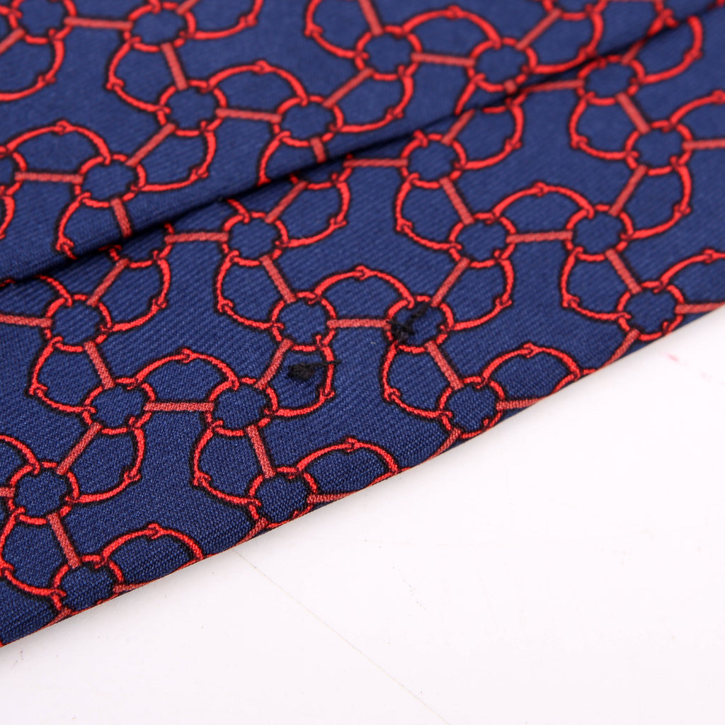 Hermes Printed Silk Tie Blue/Red