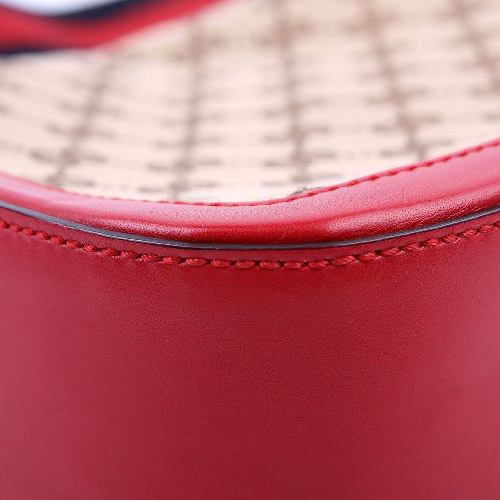 Gucci 383848 GG Canvas Lady Web Original Shoulder Bag Red