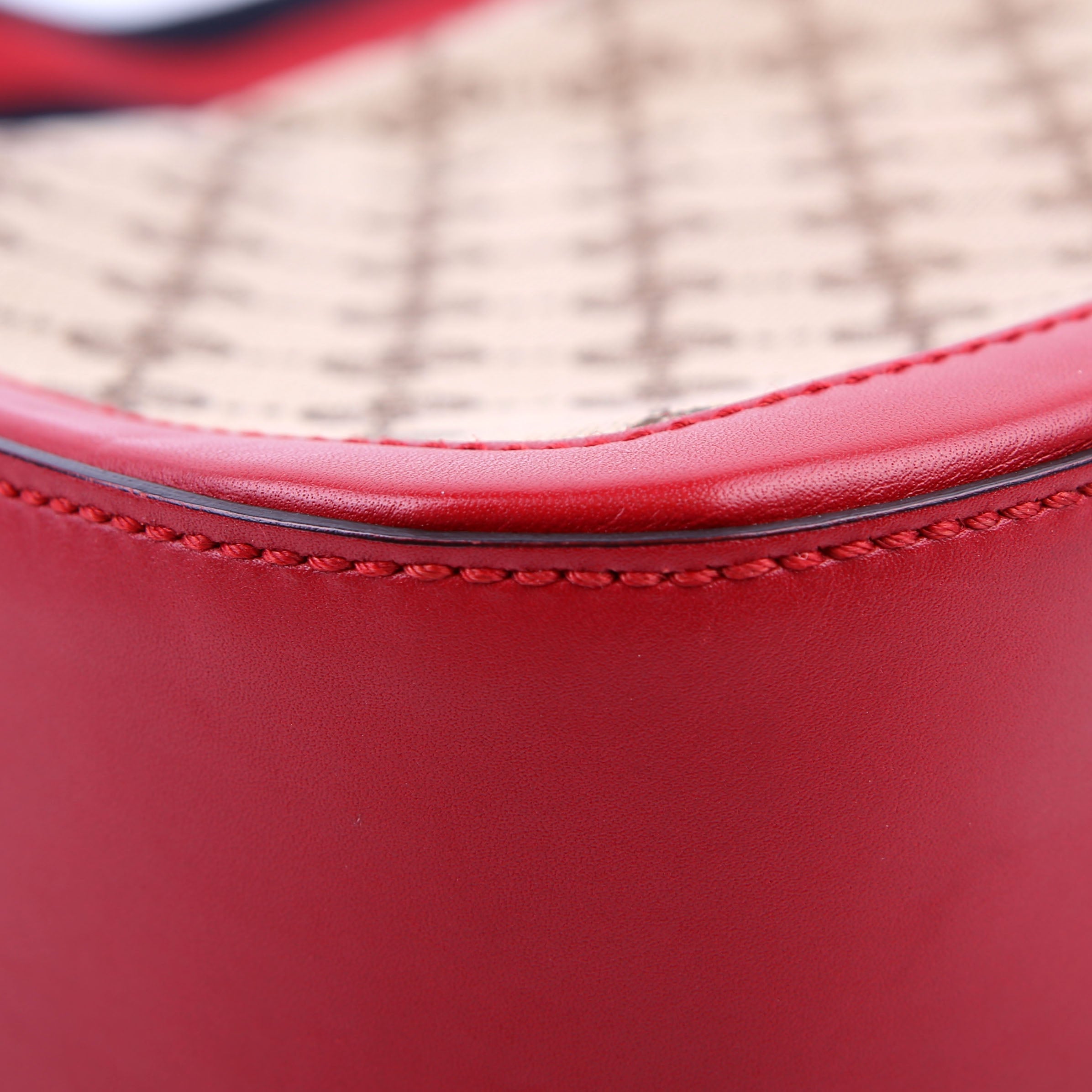 Gucci 383848 GG Canvas Lady Web Original Shoulder Bag Red
