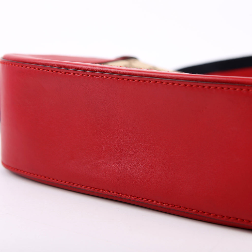Gucci 383848 GG Canvas Lady Web Original Shoulder Bag Red
