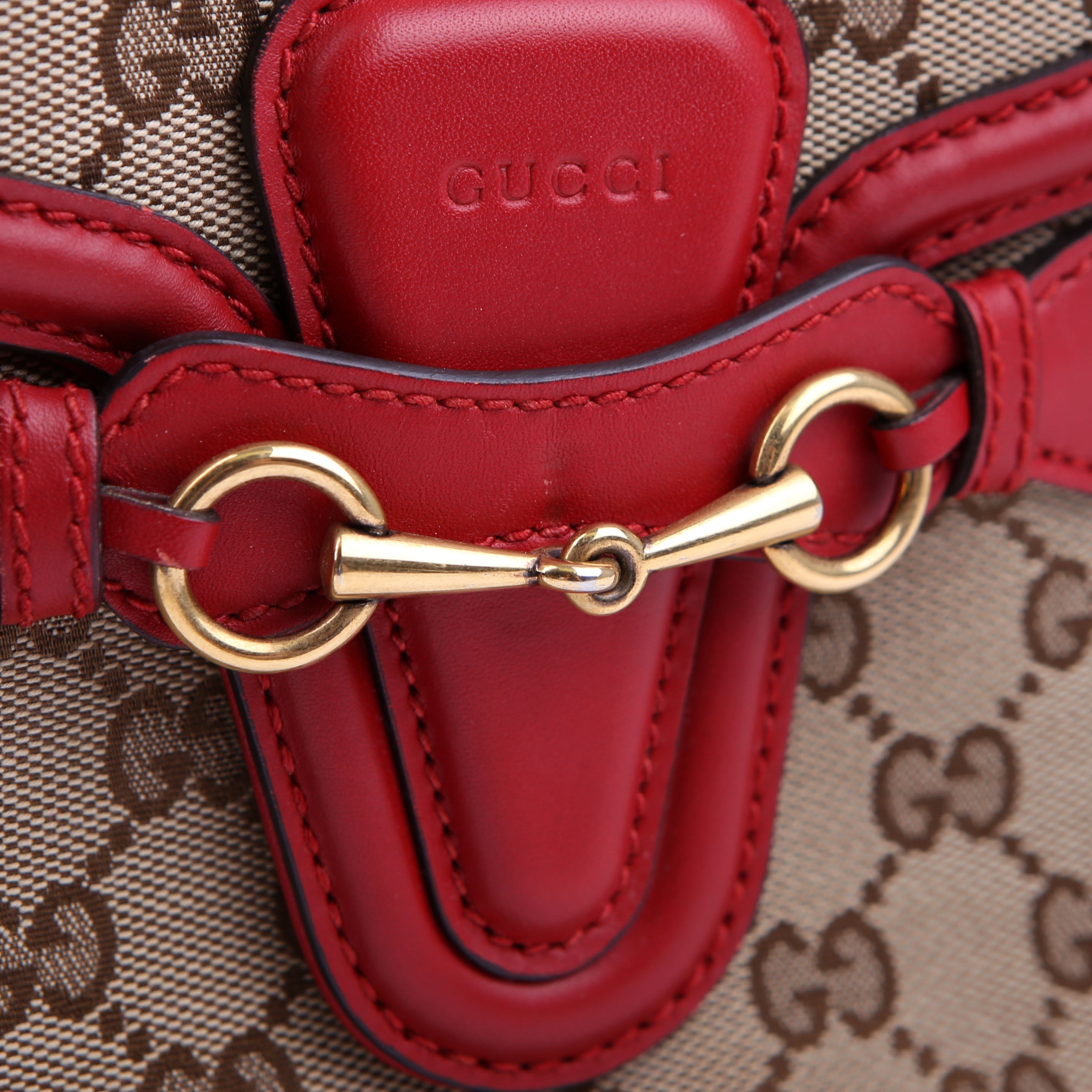 Gucci 383848 GG Canvas Lady Web Original Shoulder Bag Red