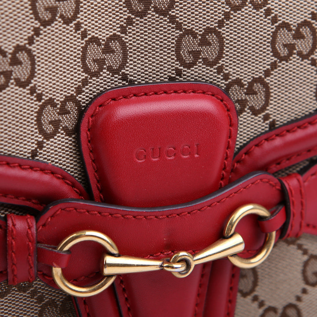 Gucci 383848 GG Canvas Lady Web Original Shoulder Bag Red
