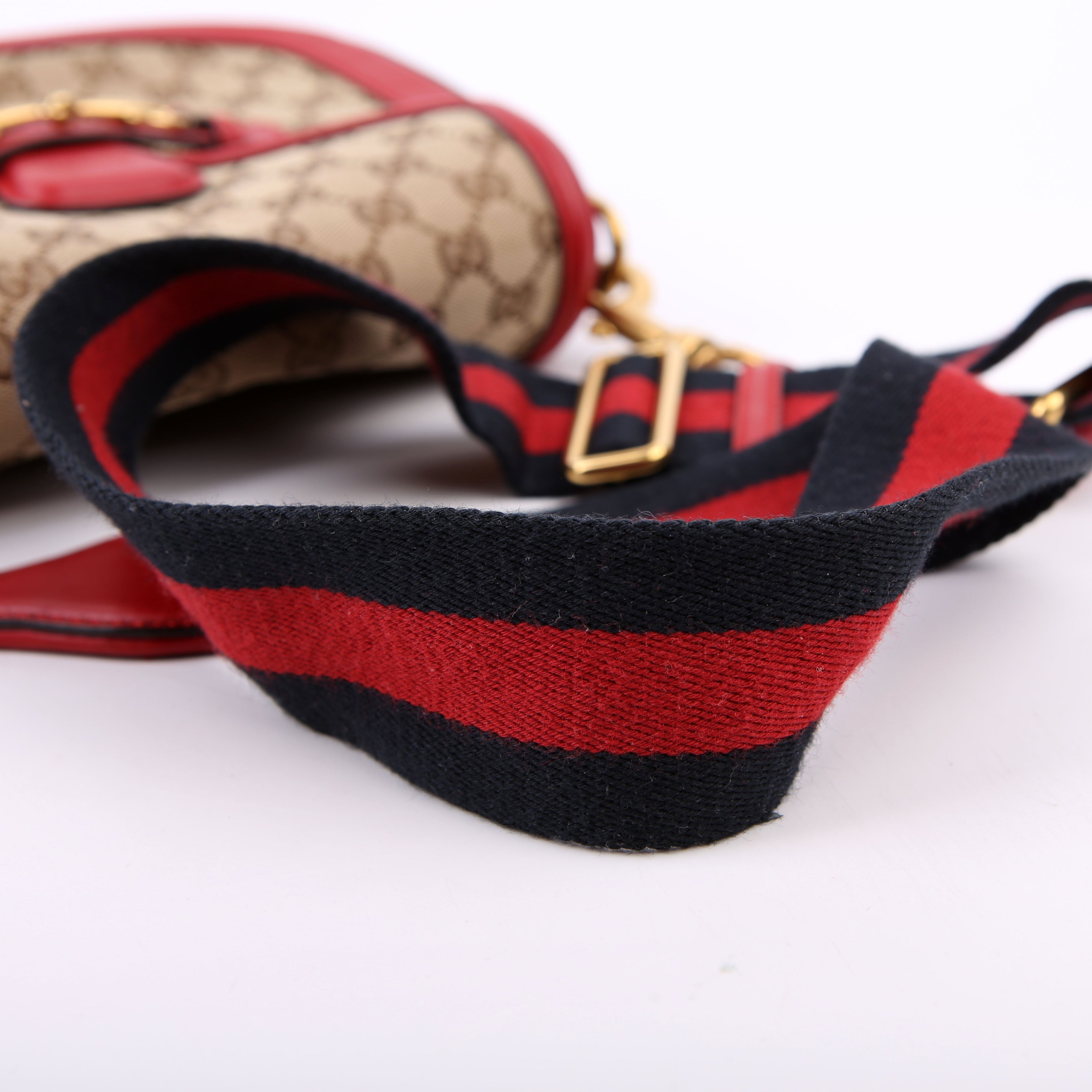 Gucci 383848 GG Canvas Lady Web Original Shoulder Bag Red