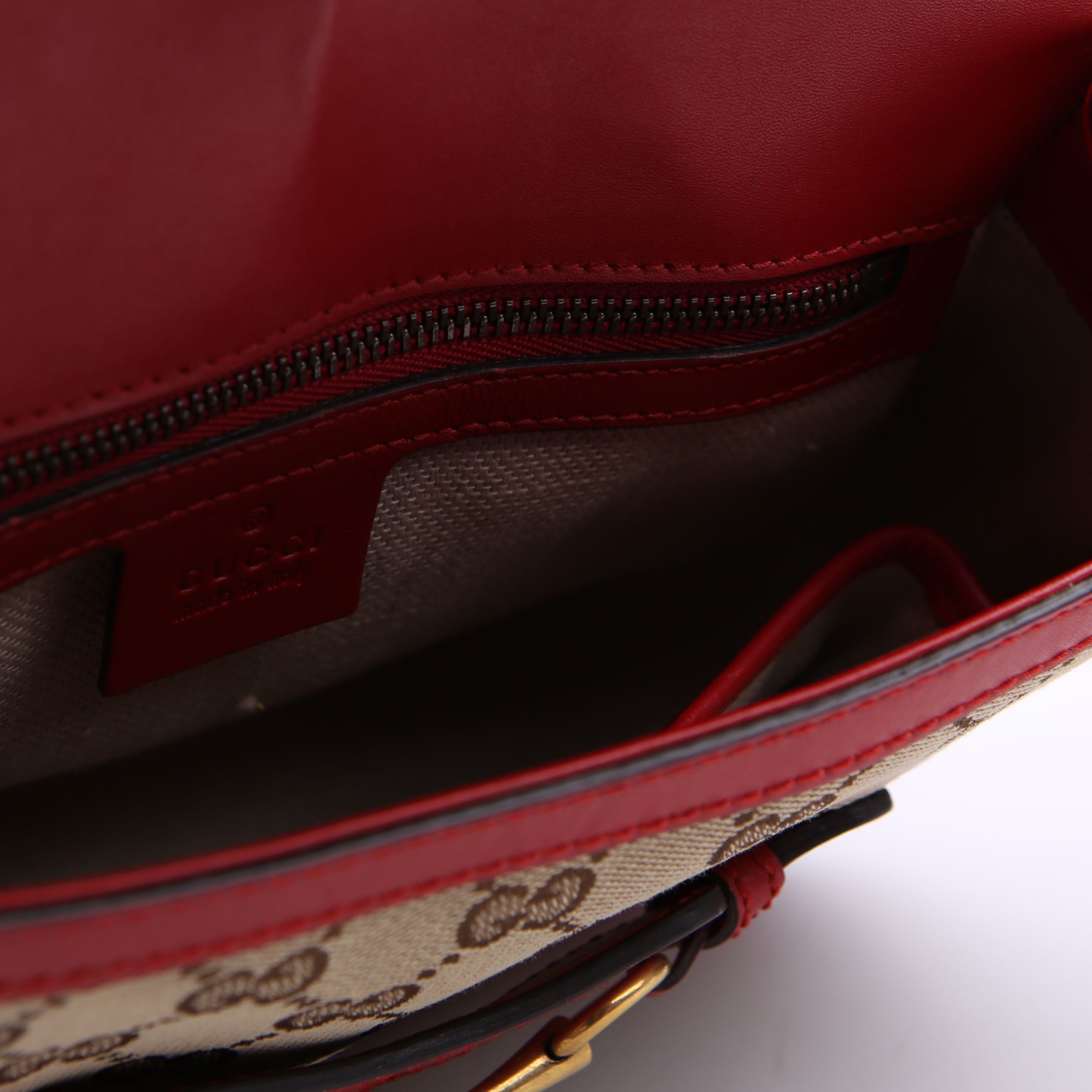 Gucci 383848 GG Canvas Lady Web Original Shoulder Bag Red