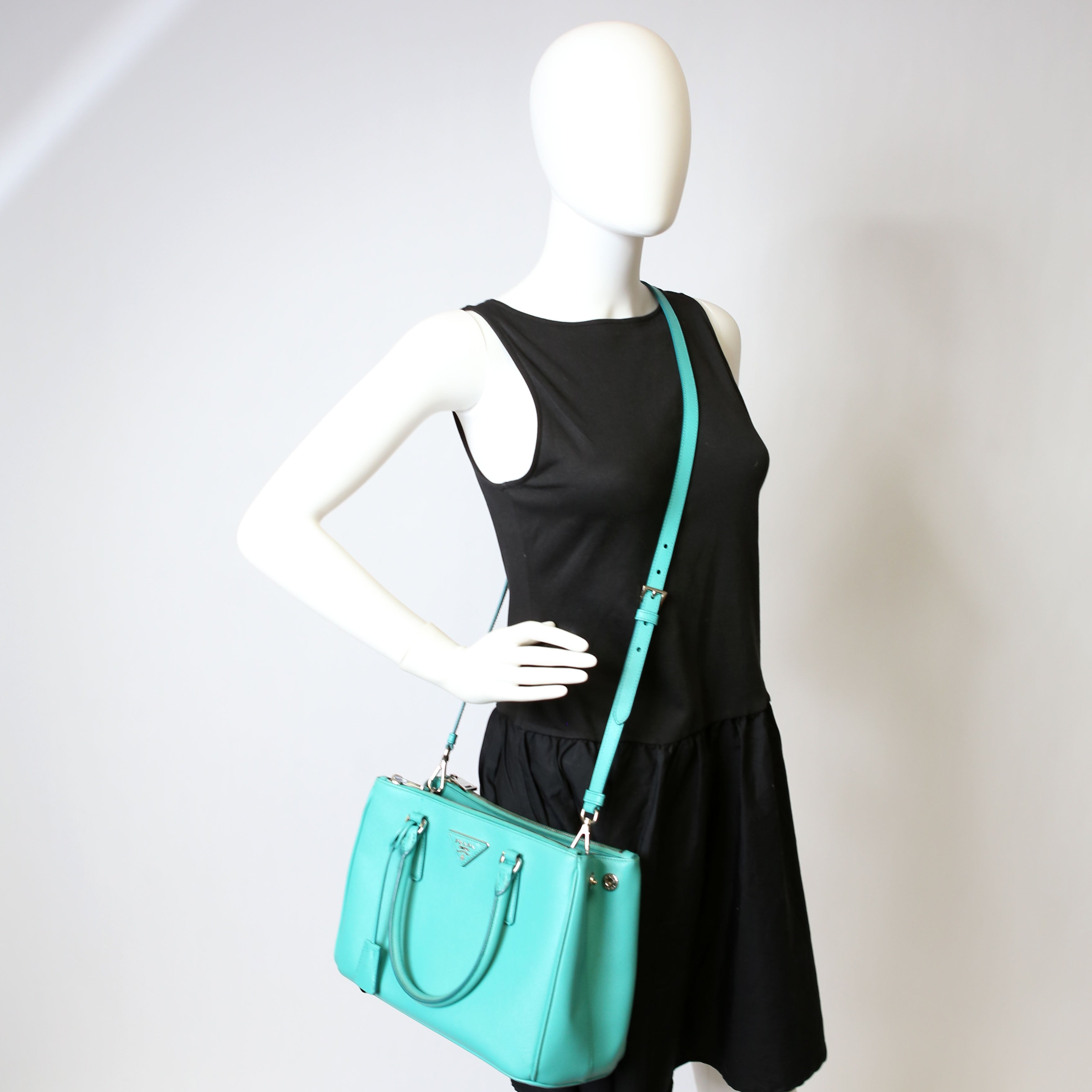 Prada Saffiano Galleria Small Teal