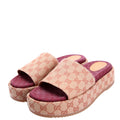 Gucci GG Canvas Platform Slides Size 41 Beige/Burgundy