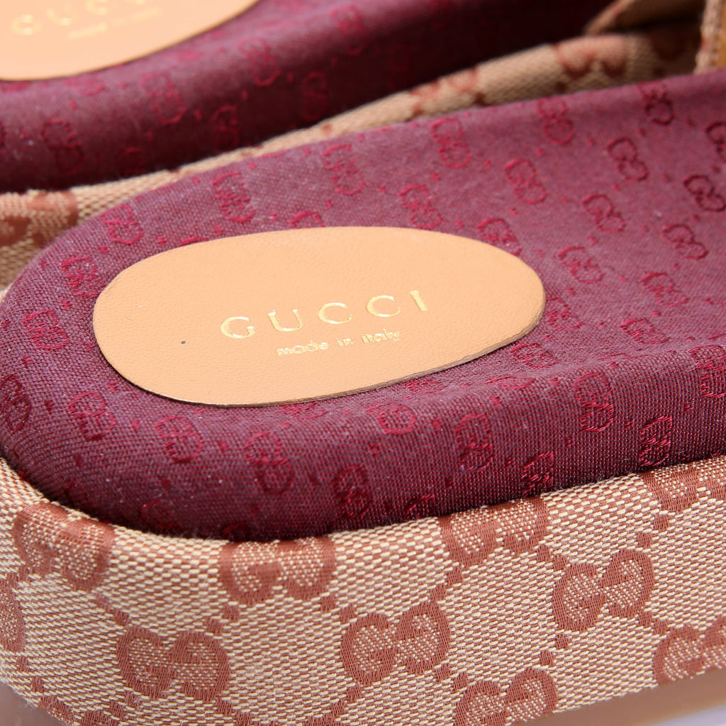 Gucci GG Canvas Platform Slides Size 41 Beige/Burgundy