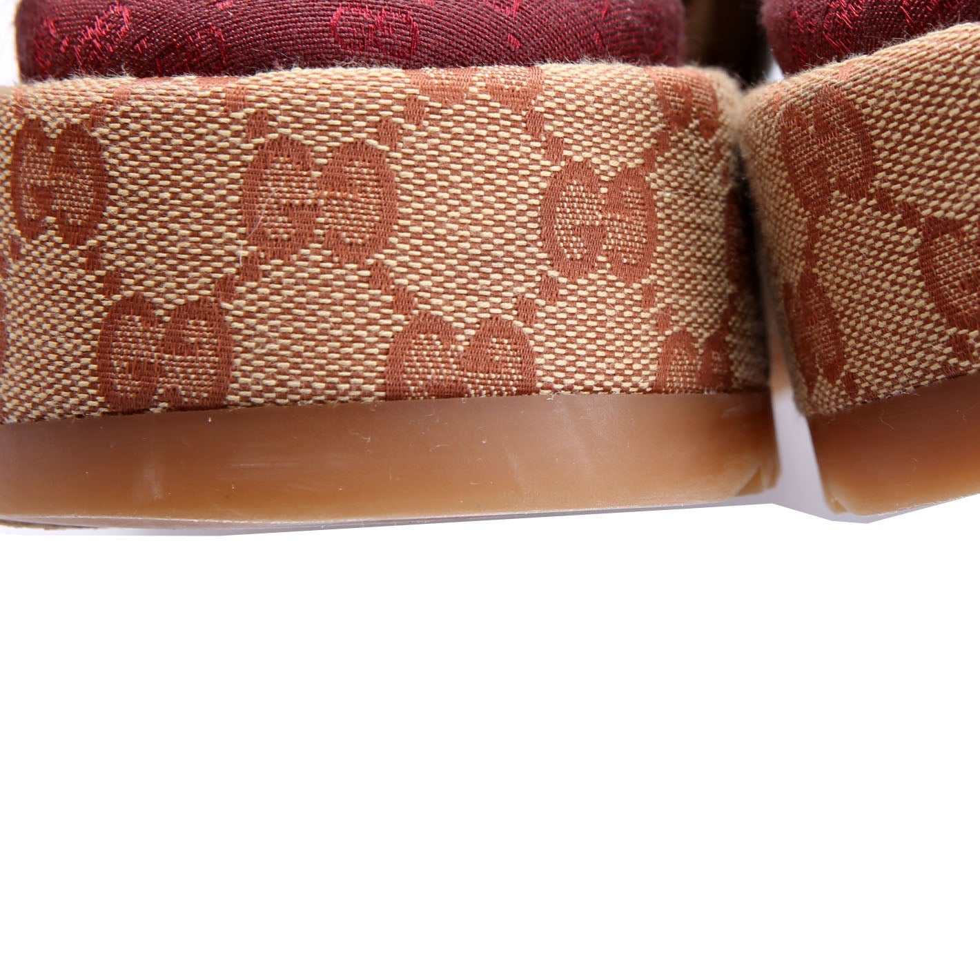 Gucci GG Canvas Platform Slides Size 41 Beige/Burgundy