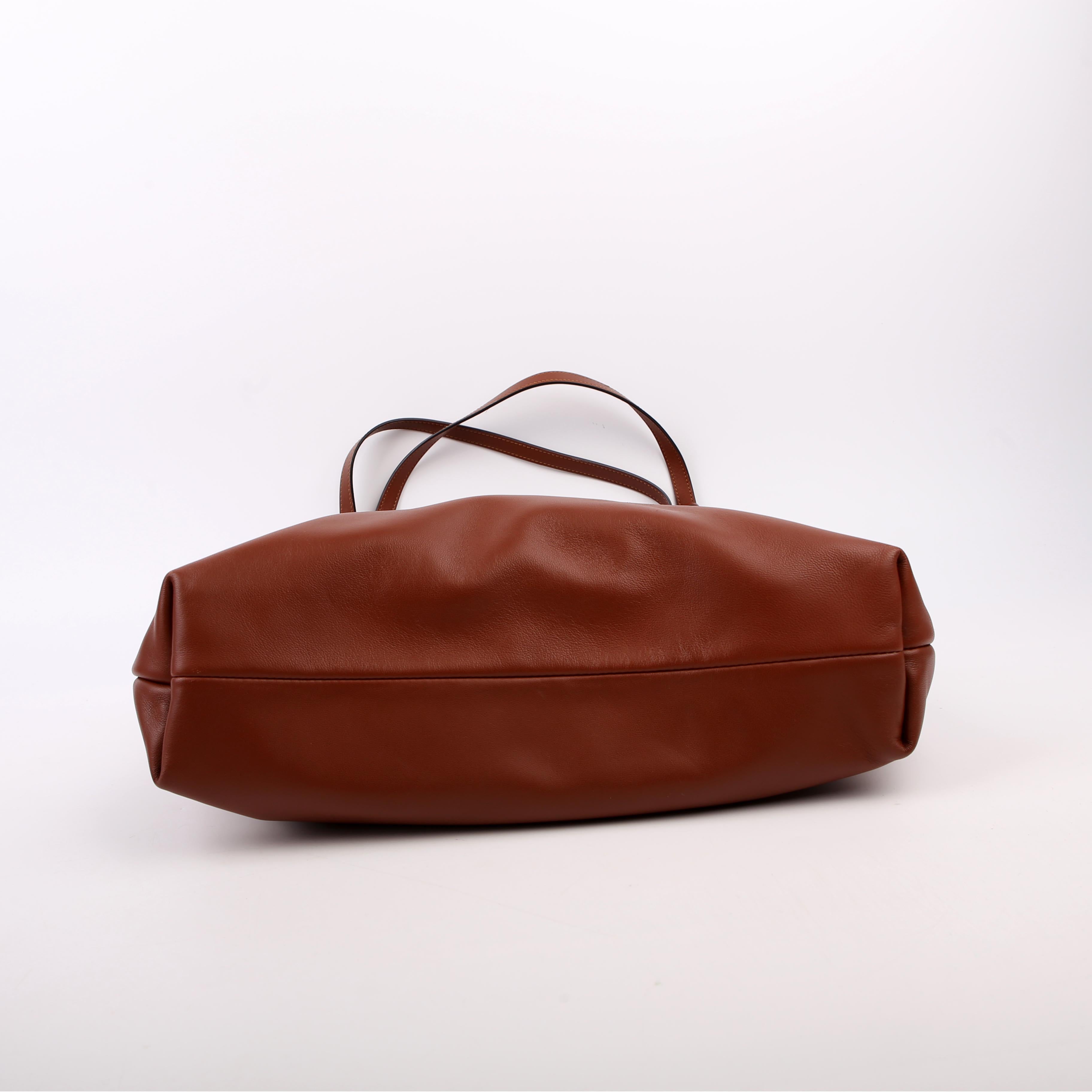 Leather Tag Hobo Brown