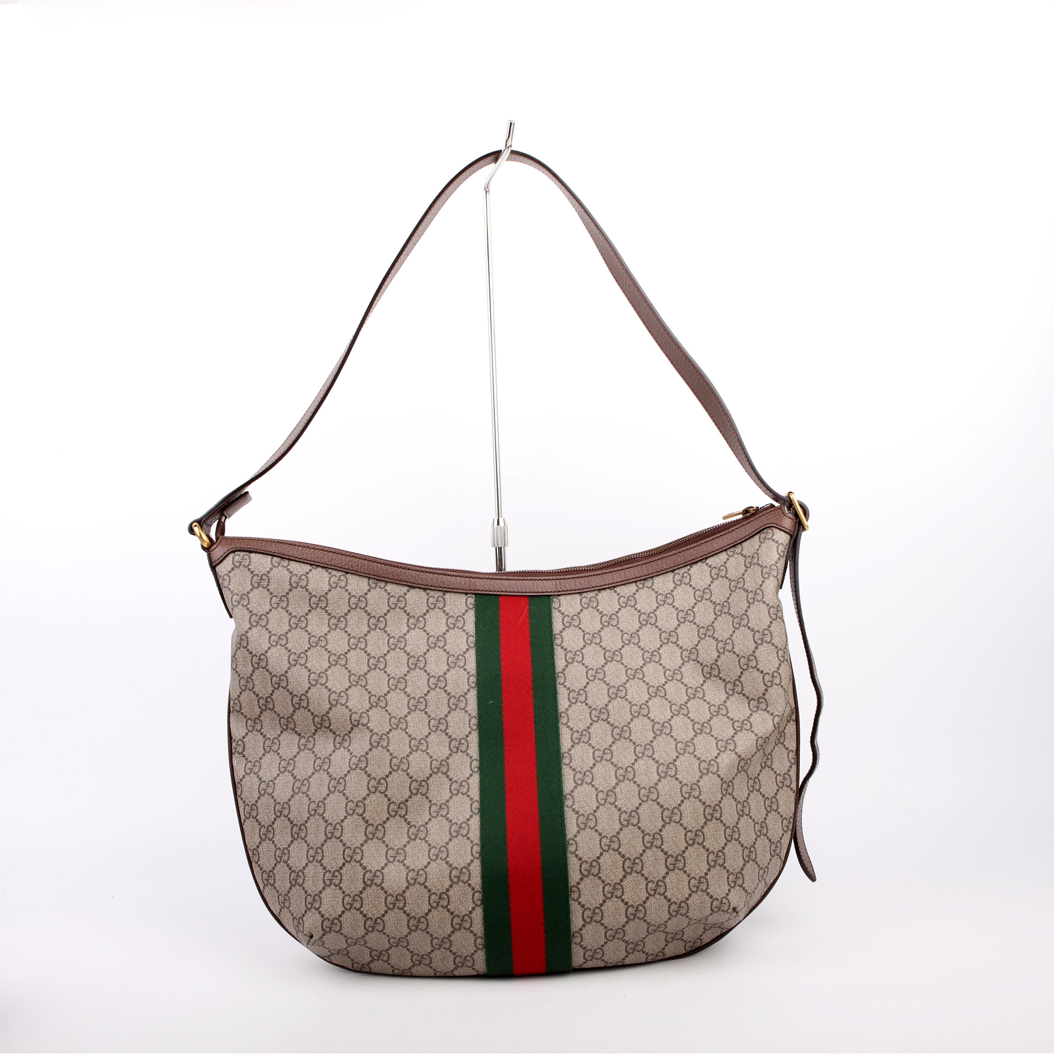 Gucci 547939 Ophidia GG Supreme Half Moon Hobo Large
