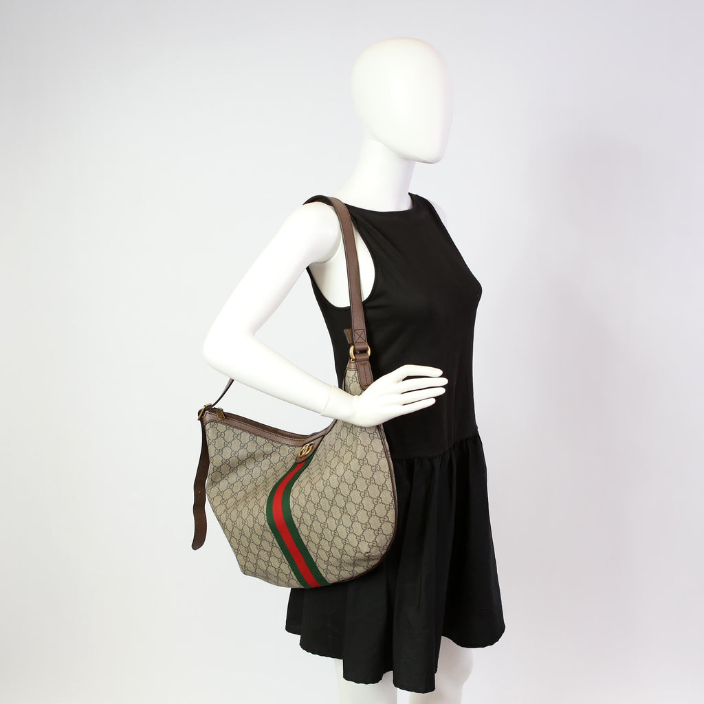Gucci 547939 Ophidia GG Supreme Half Moon Hobo Large