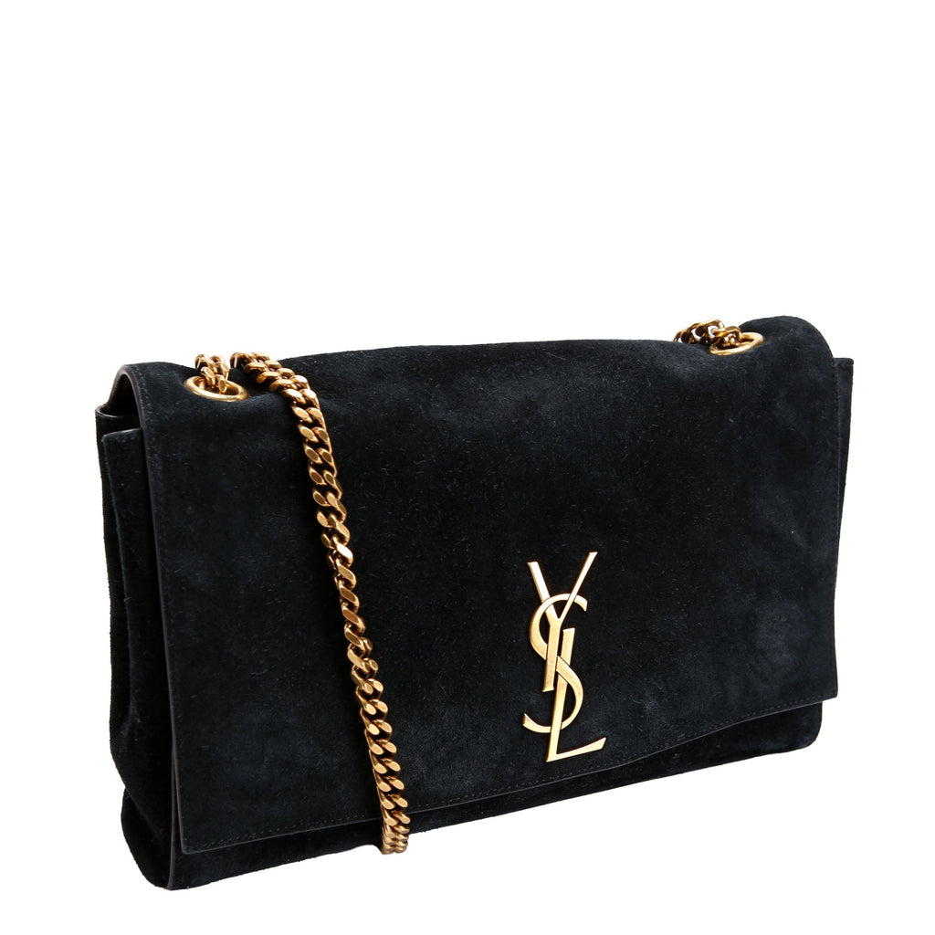 SAINT LAURENT Kate Satchel Medium Reversible Suede/Leather 553804 Black