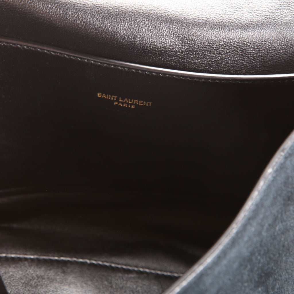 SAINT LAURENT Kate Satchel Medium Reversible Suede/Leather 553804 Black