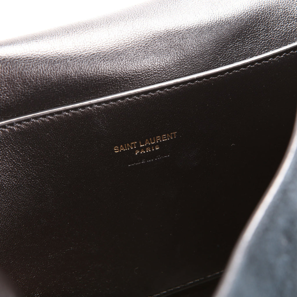 SAINT LAURENT Kate Satchel Medium Reversible Suede/Leather 553804 Black