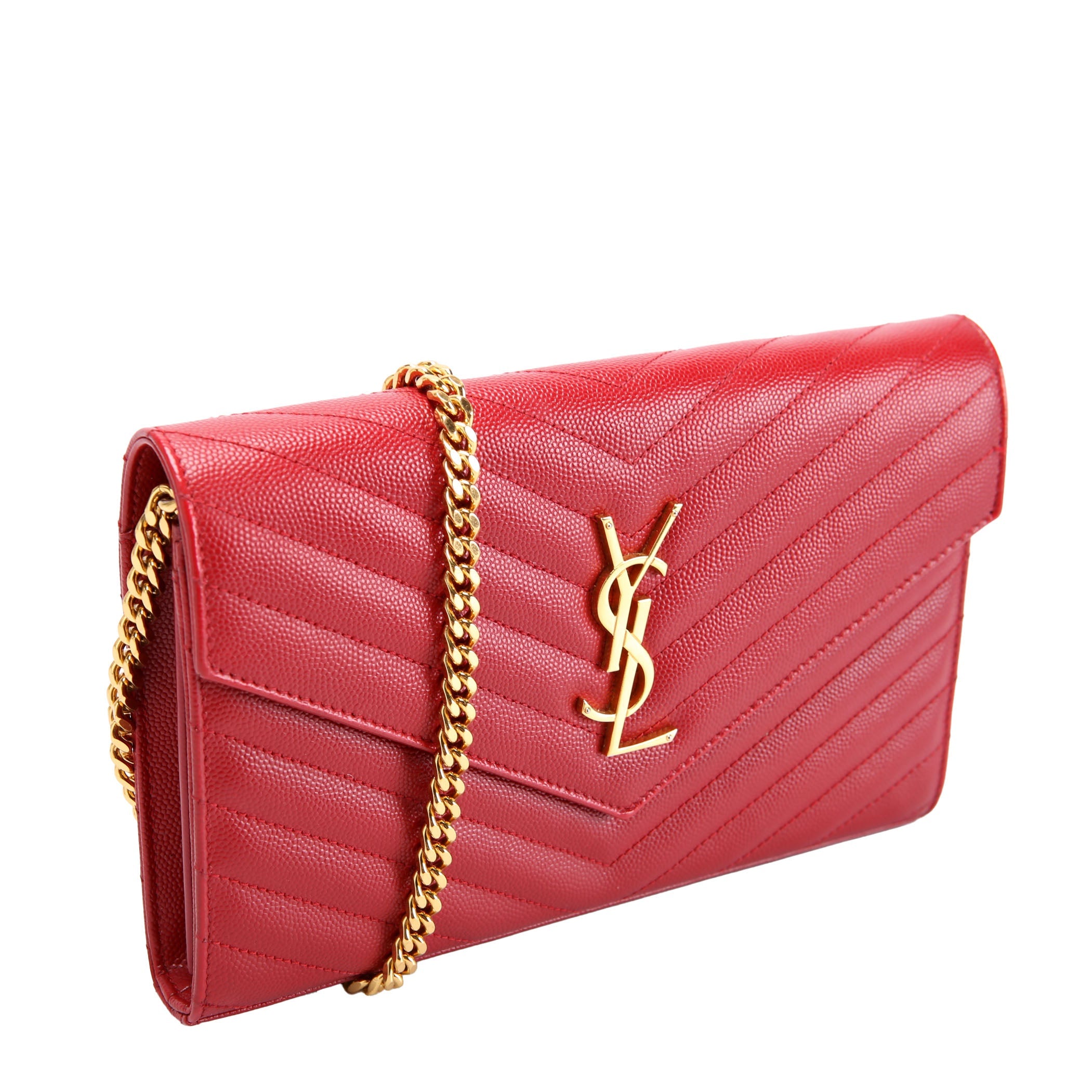 SAINT LAURENT Grain De Chain Wallet 377828 Red