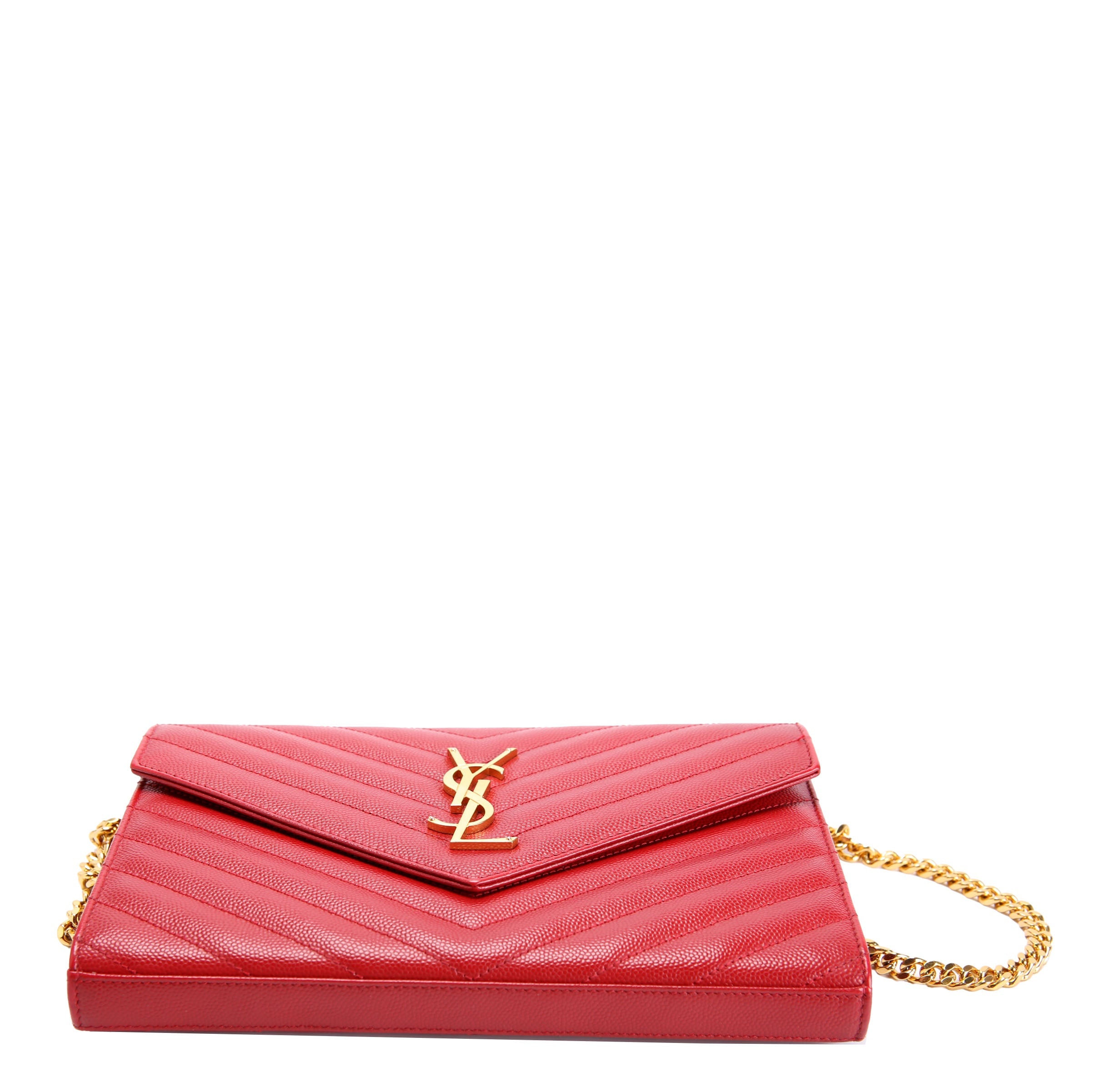 SAINT LAURENT Grain De Chain Wallet 377828 Red
