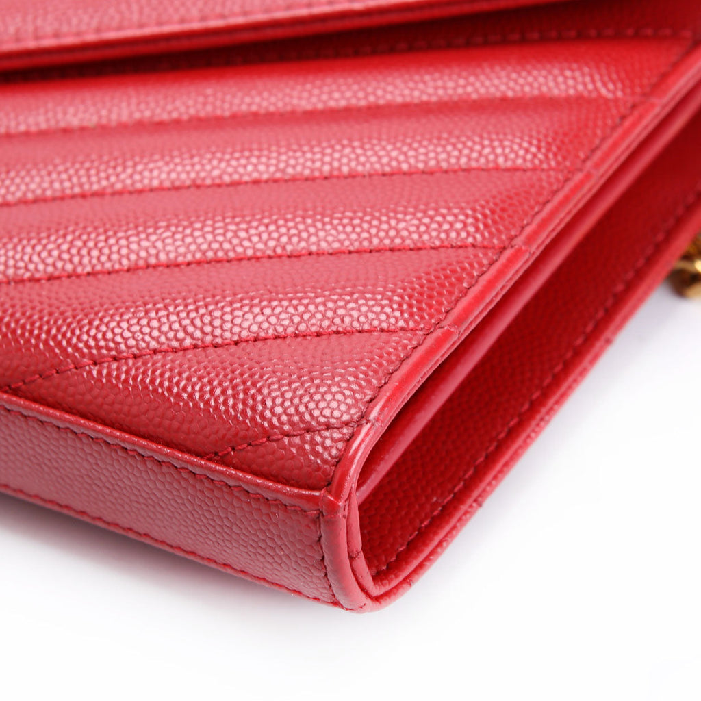 SAINT LAURENT Grain De Chain Wallet 377828 Red