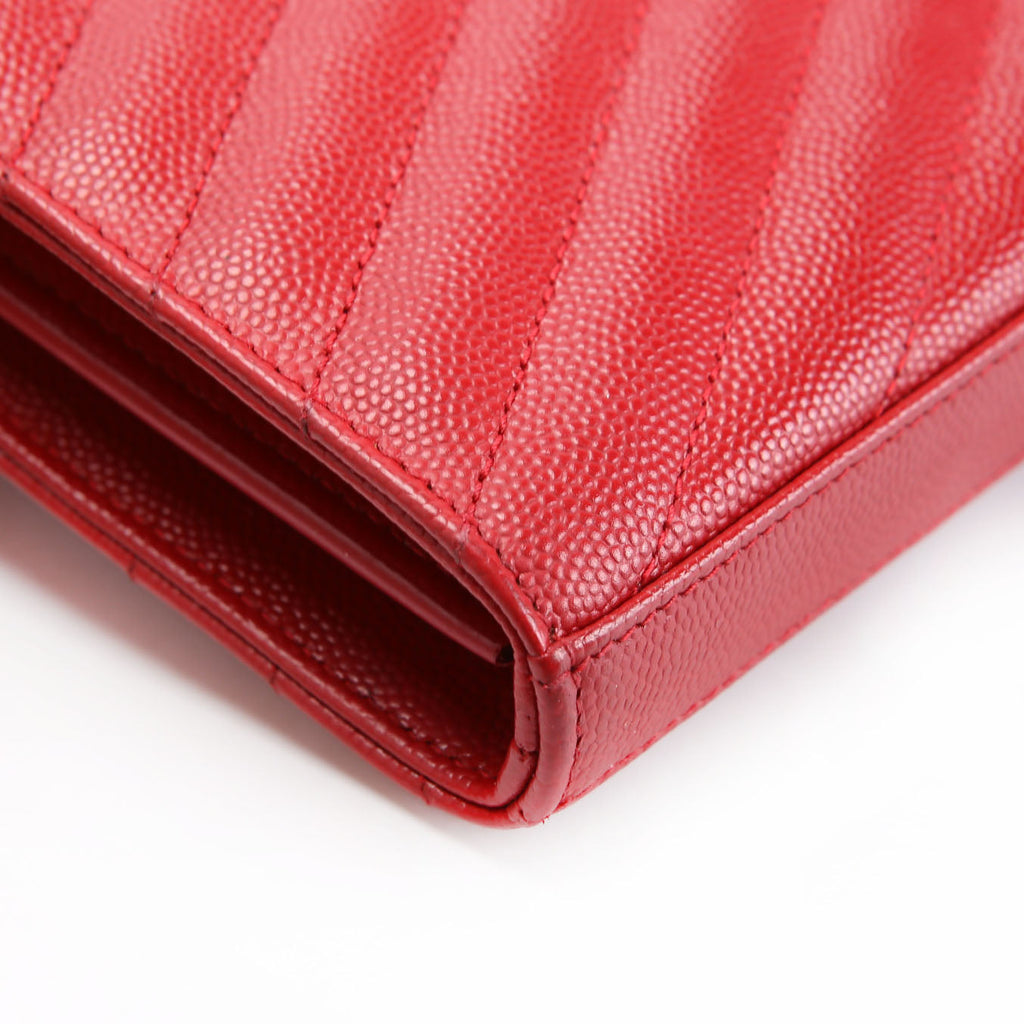 SAINT LAURENT Grain De Chain Wallet 377828 Red