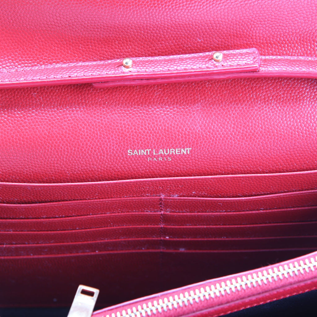 SAINT LAURENT Grain De Chain Wallet 377828 Red