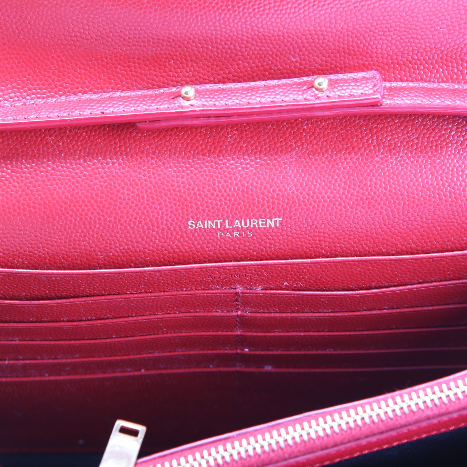 SAINT LAURENT Grain De Chain Wallet 377828 Red