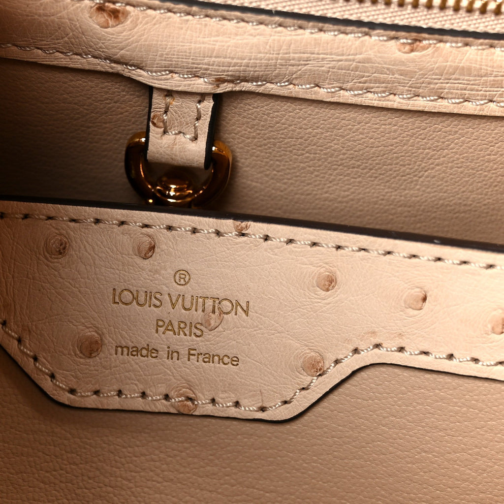 Louis Vuitton Ostrich Capucines PM Rose Champagne