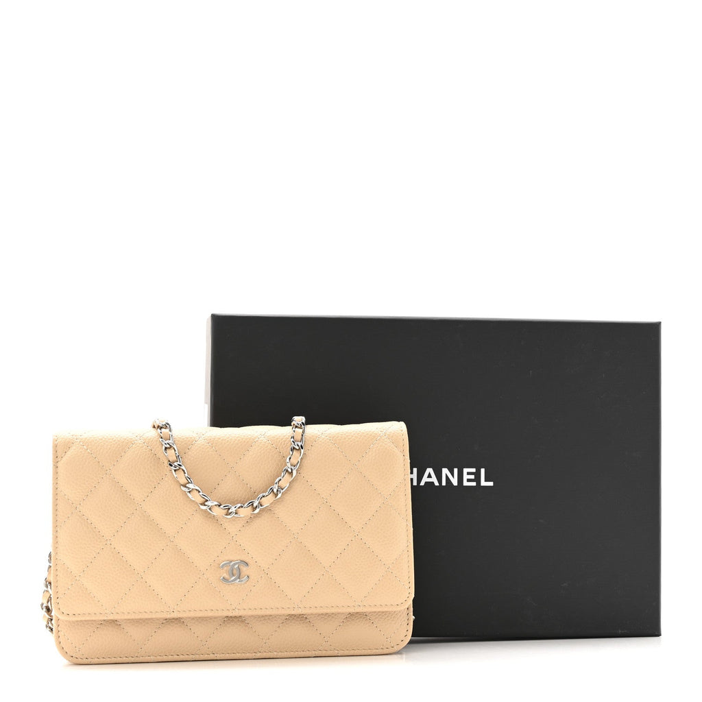 Chanel Caviar Quilted Wallet on Chain WOC Beige