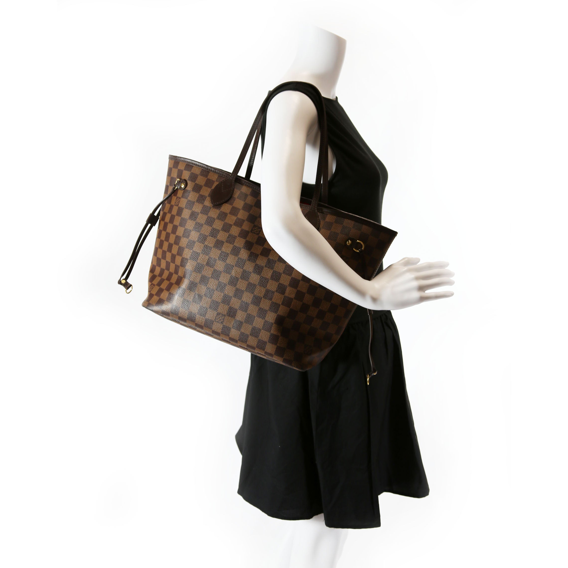 Neverfull With Wallet MM Damier Ebene Red