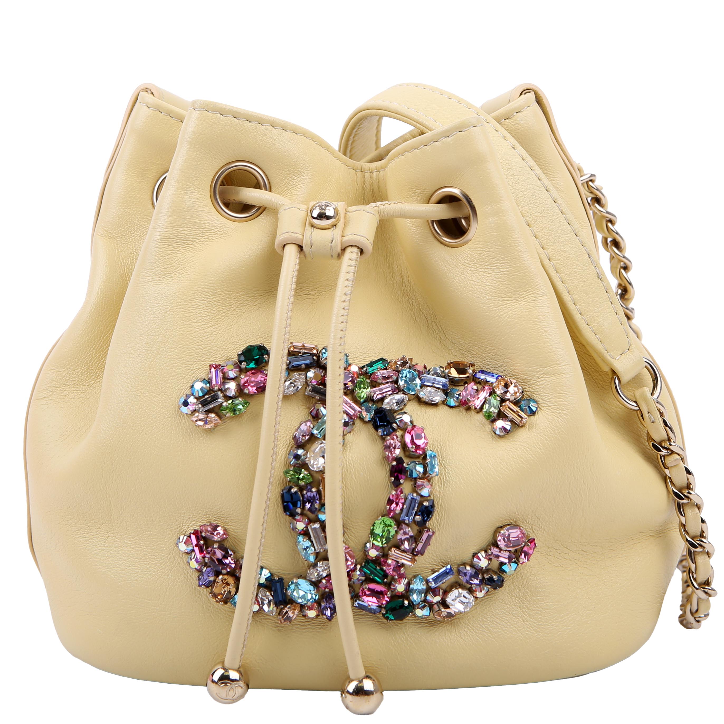 CC Crystal Drawstring Bag Mini 31M Yellow